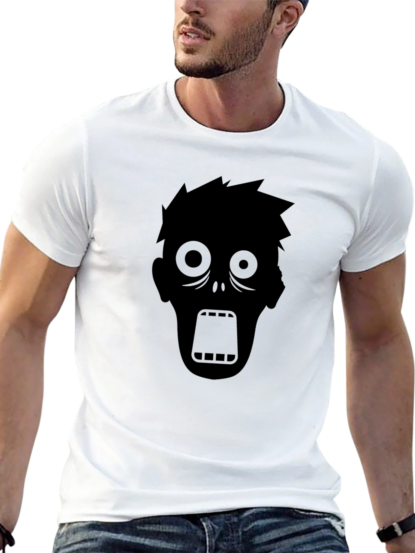 Zombie Graphic Tee - Black Cotton T-Shirt