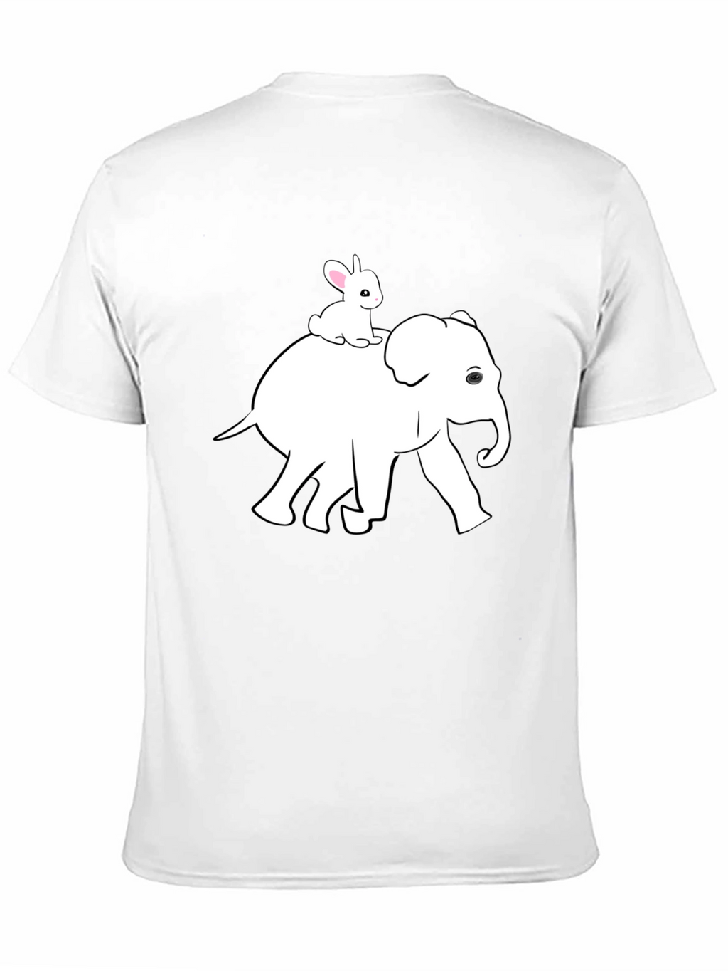Elephant and Bunny Graphic Tee - Black Cotton T-Shirt