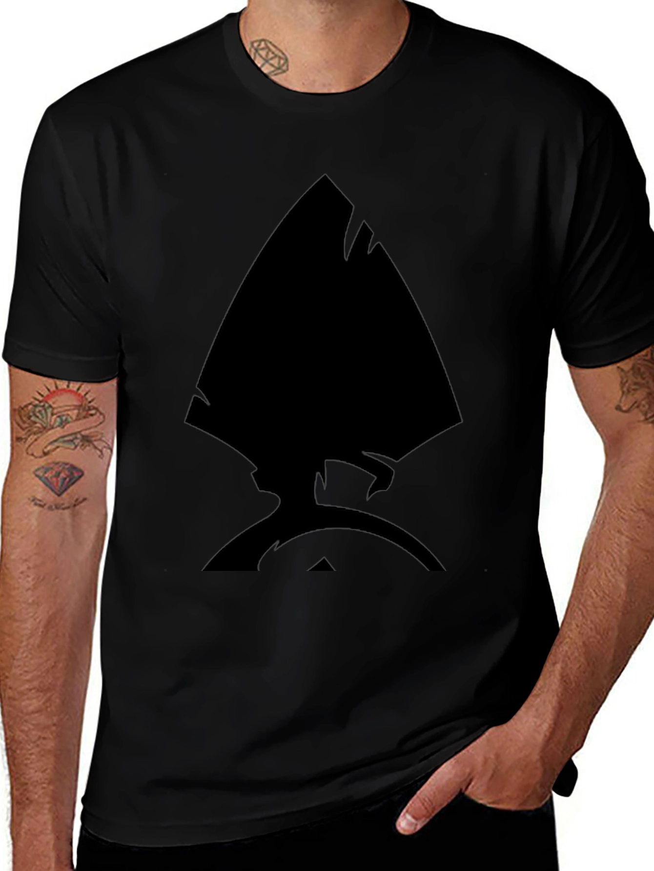 Black T-Shirt with Unique Spade Design for Men