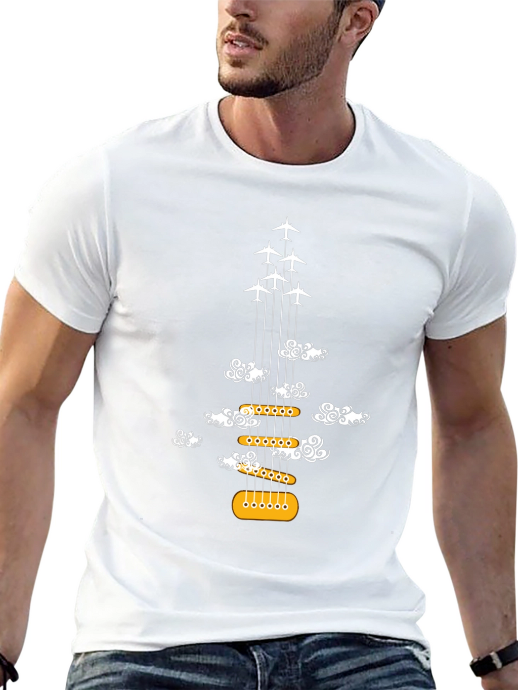 Guitar Plane Cloud T-Shirt