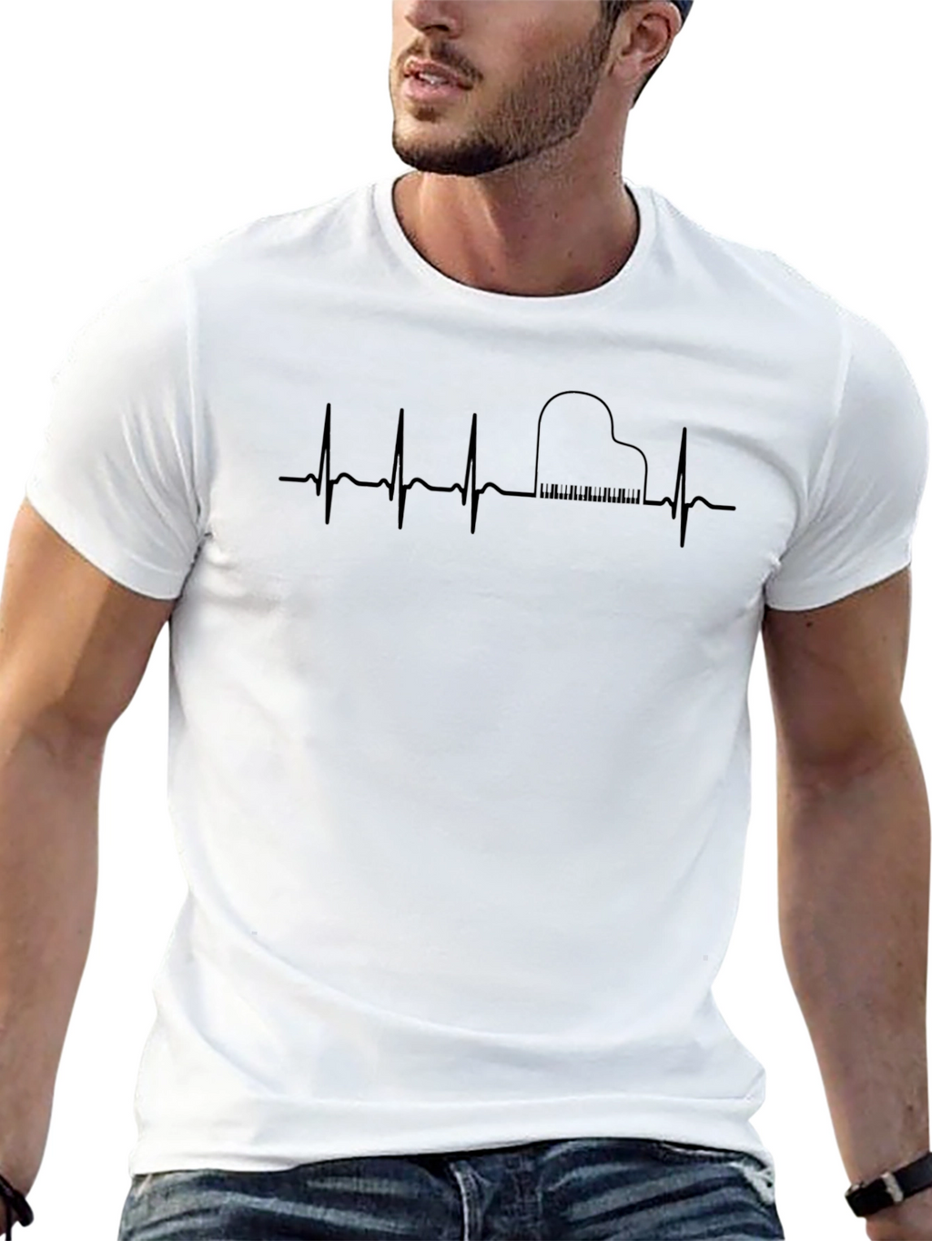 Piano Heartbeat T-Shirt - Musicians Pulse Tee