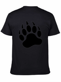 Bear Paw Print T-Shirt - Black Crew Neck Tee
