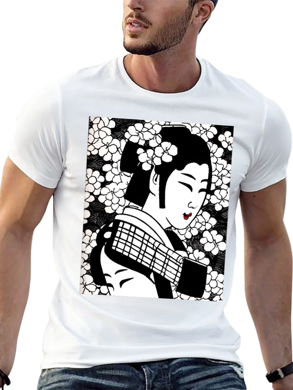 Geisha Graphic Tee - Stylish Black Cotton T-Shirt