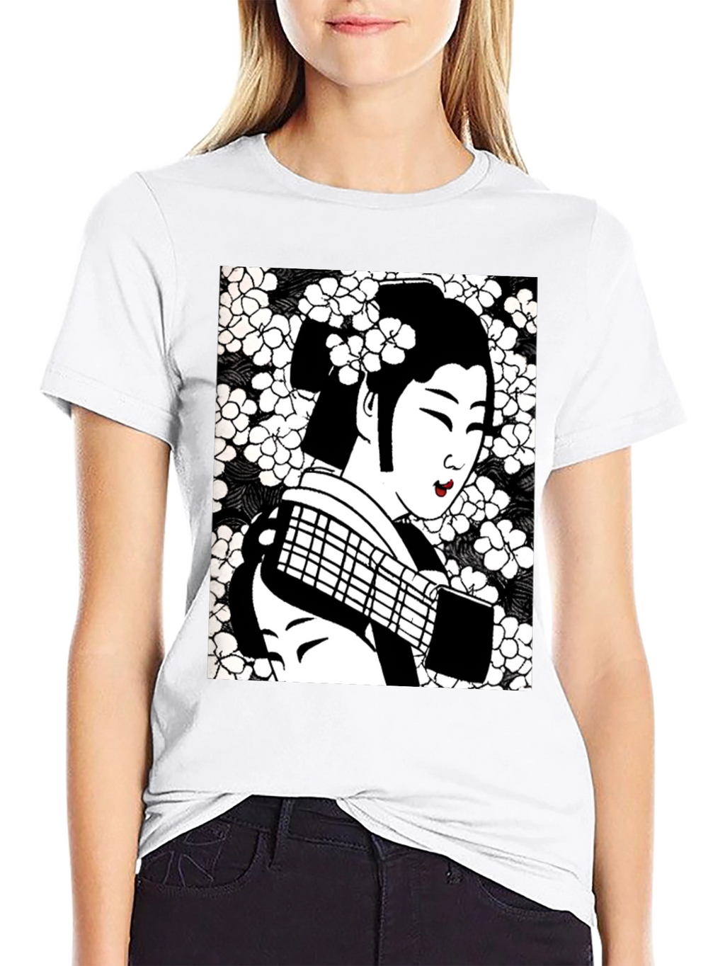Geisha Graphic Tee - Stylish Black Cotton T-Shirt