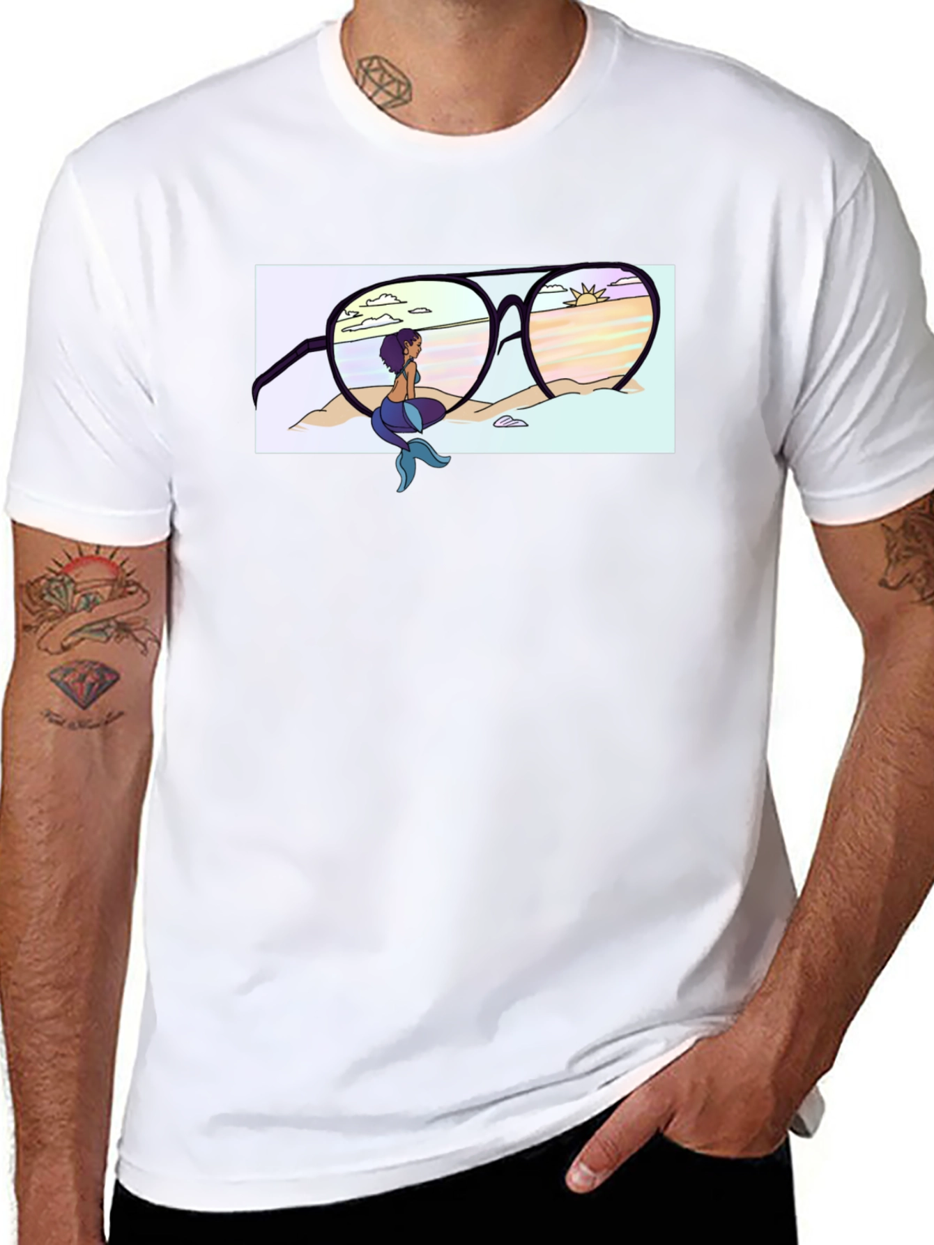Mermaid Beach Sunglasses Graphic T-Shirt