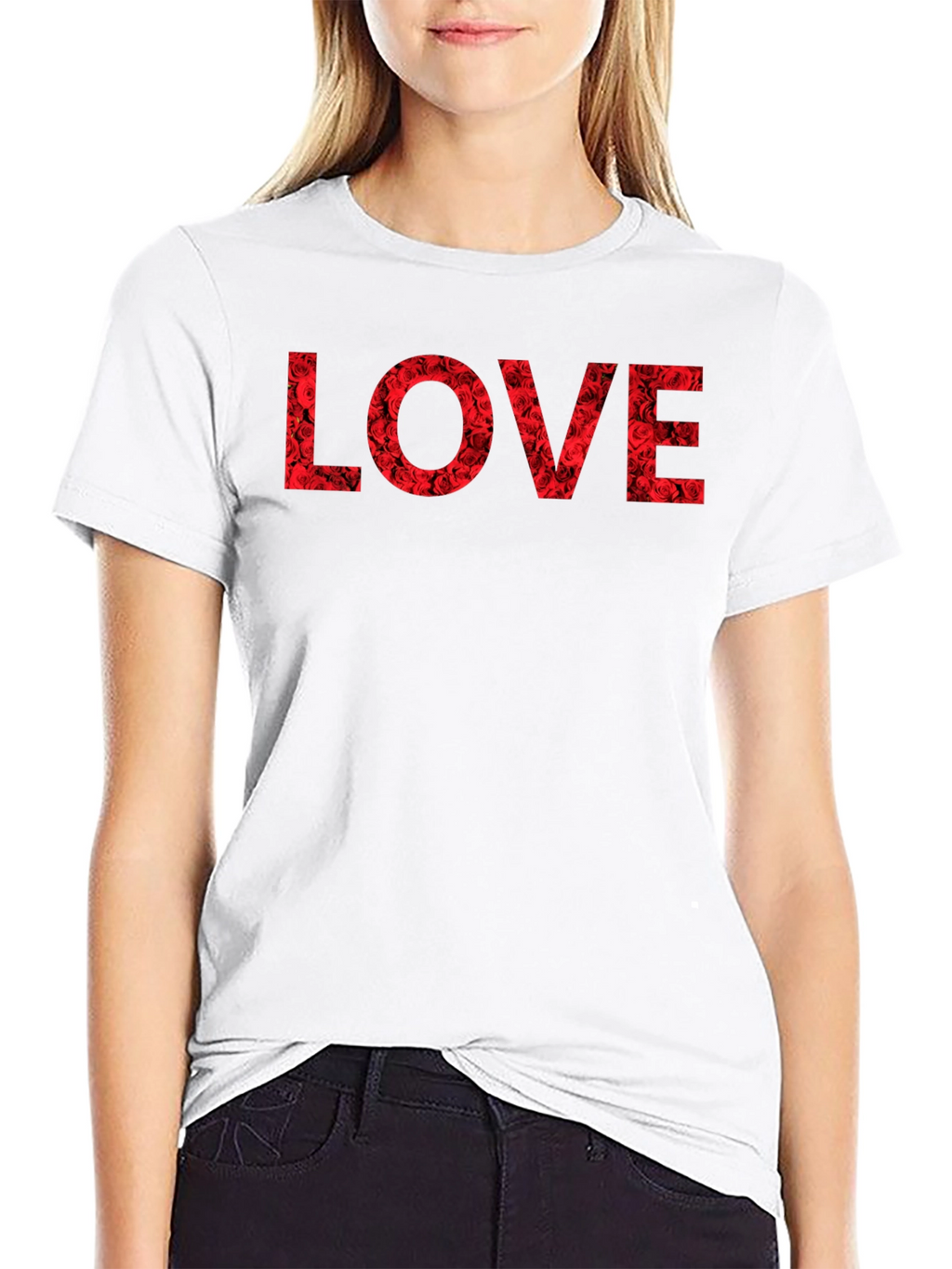 Rose LOVE Graphic T-Shirt - Black