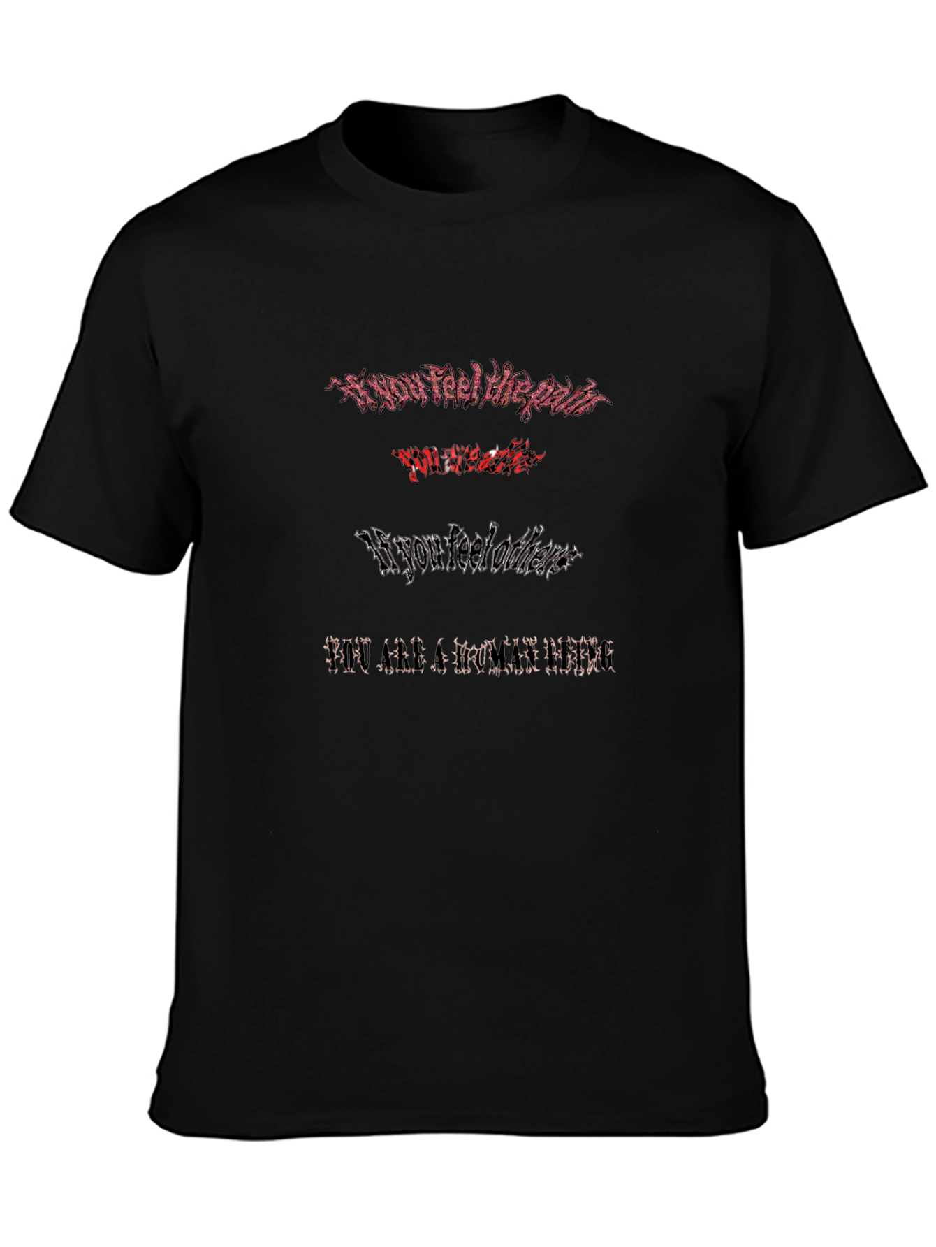 Edgy Graphic Print T-Shirt - Black