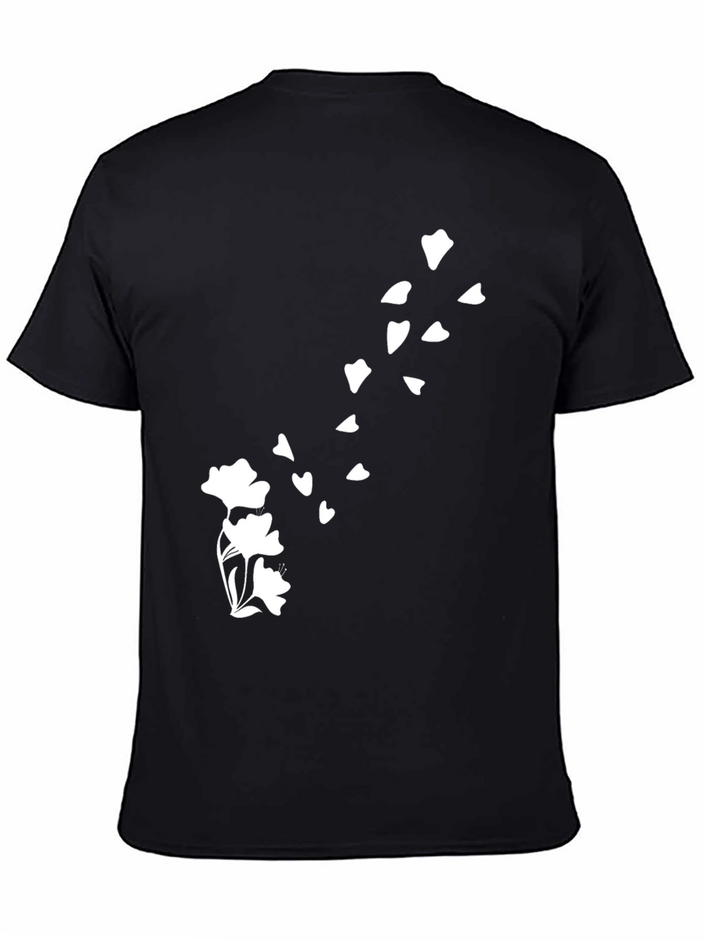 Mens Black T-Shirt with Floral Blossom Design
