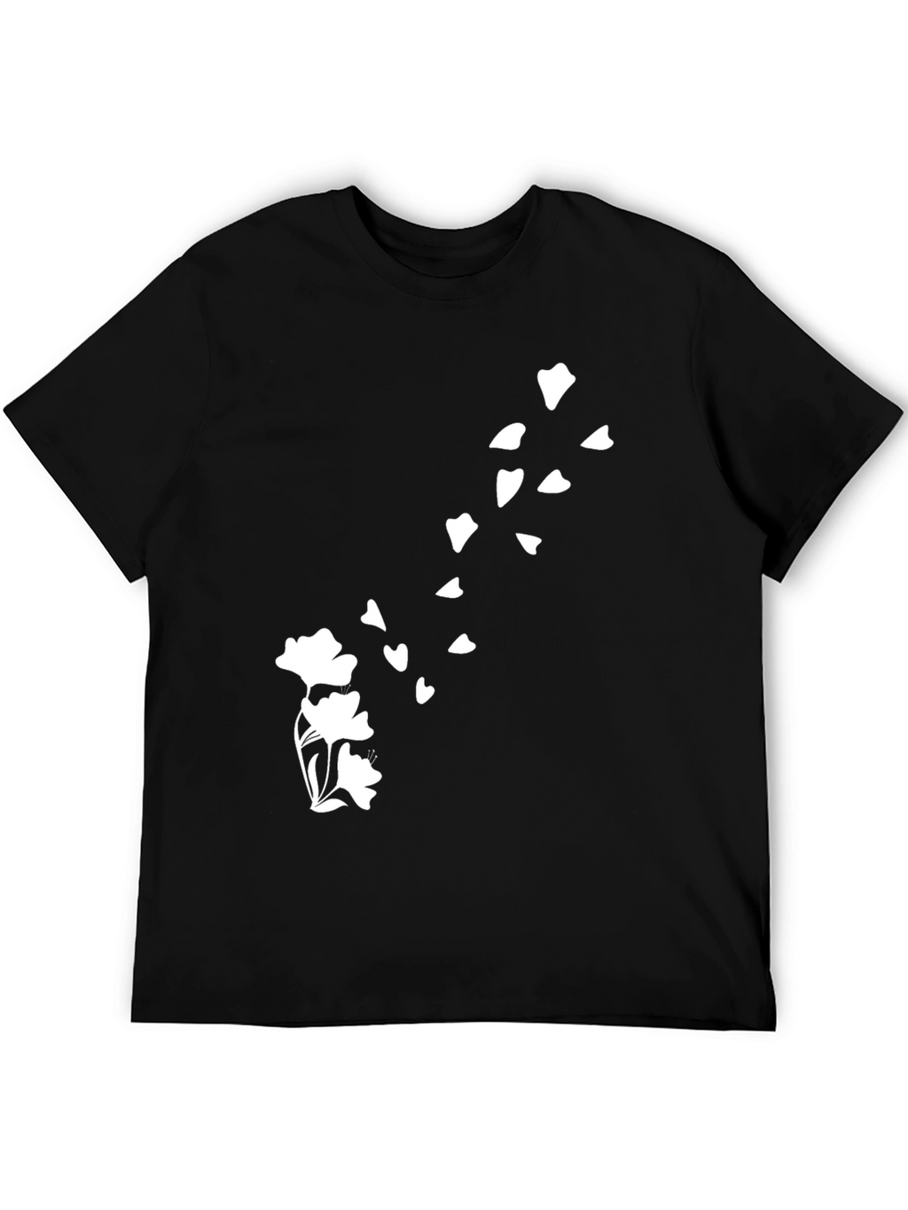 Mens Black T-Shirt with Floral Blossom Design