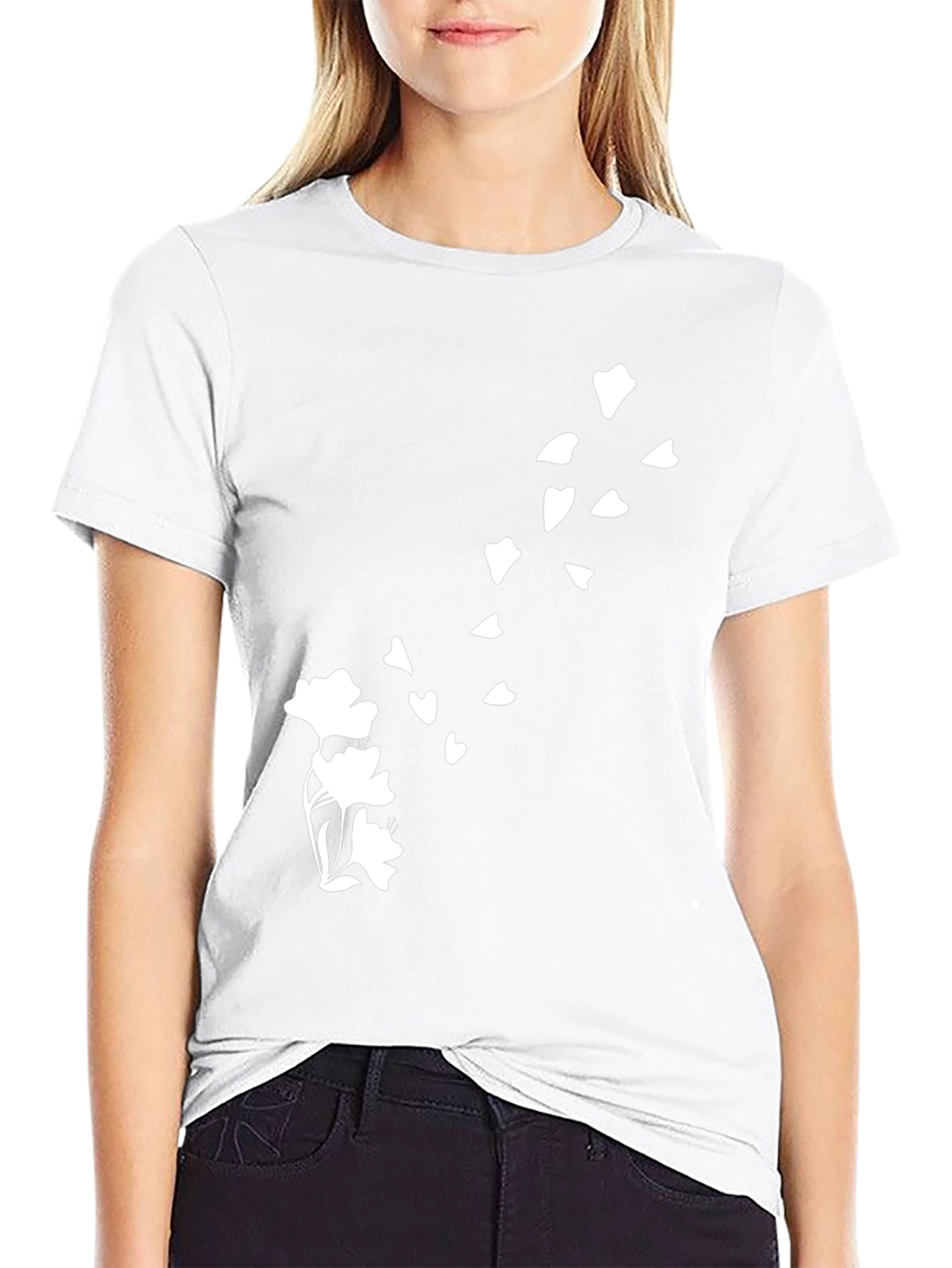Mens Black T-Shirt with Floral Blossom Design