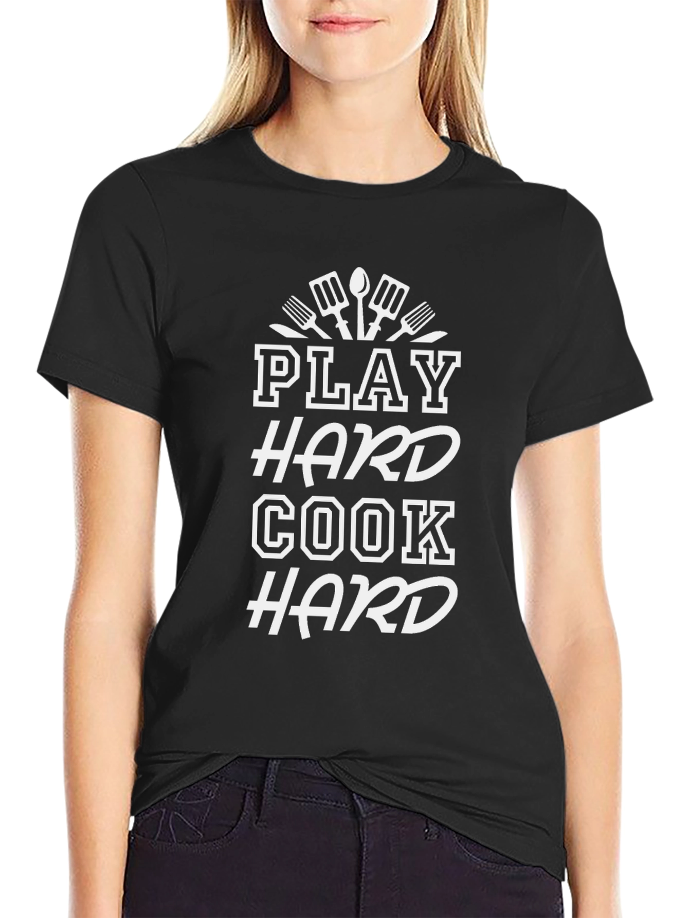 Play Hard Cook Hard Graphic Tee - Black
