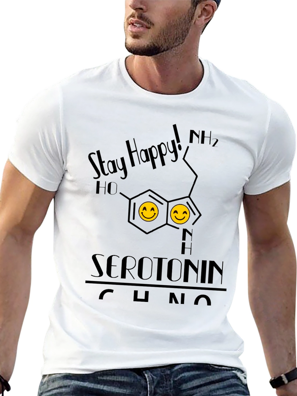 Stay Happy Serotonin Graphic T-Shirt - Science Tee