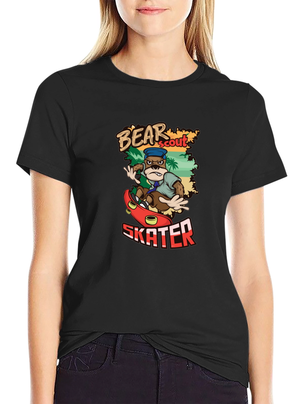 Bear Scout Skater T-Shirt Cartoon Graphic Tee