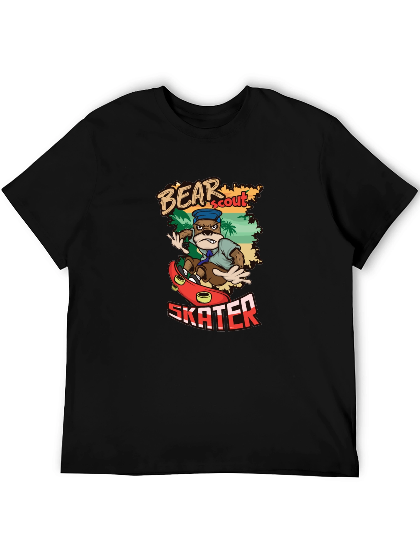 Bear Scout Skater T-Shirt Cartoon Graphic Tee