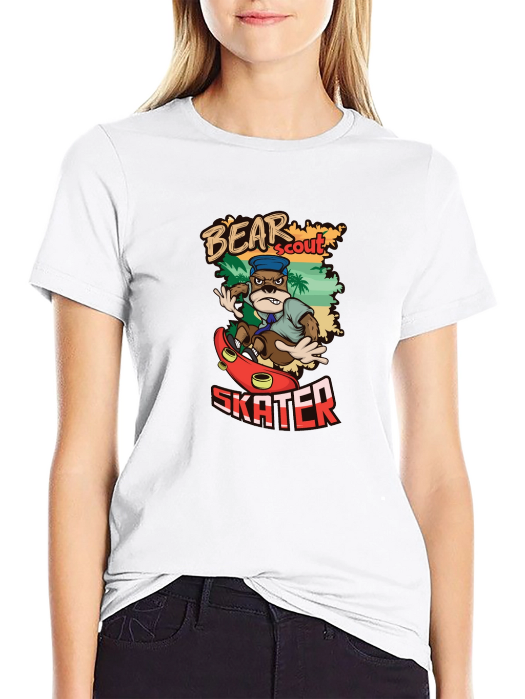 Bear Scout Skater T-Shirt Cartoon Graphic Tee