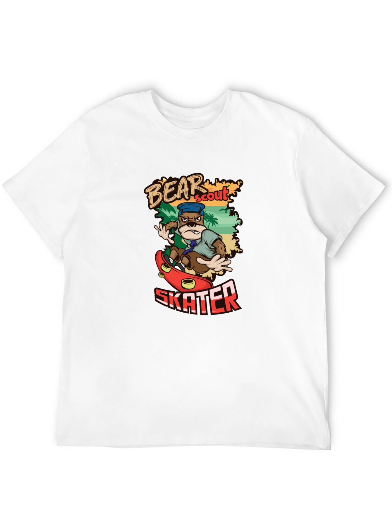 Bear Scout Skater T-Shirt Cartoon Graphic Tee