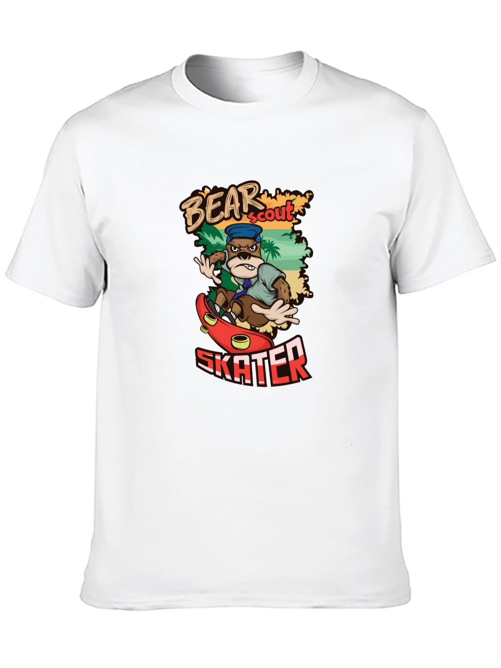 Bear Scout Skater T-Shirt Cartoon Graphic Tee