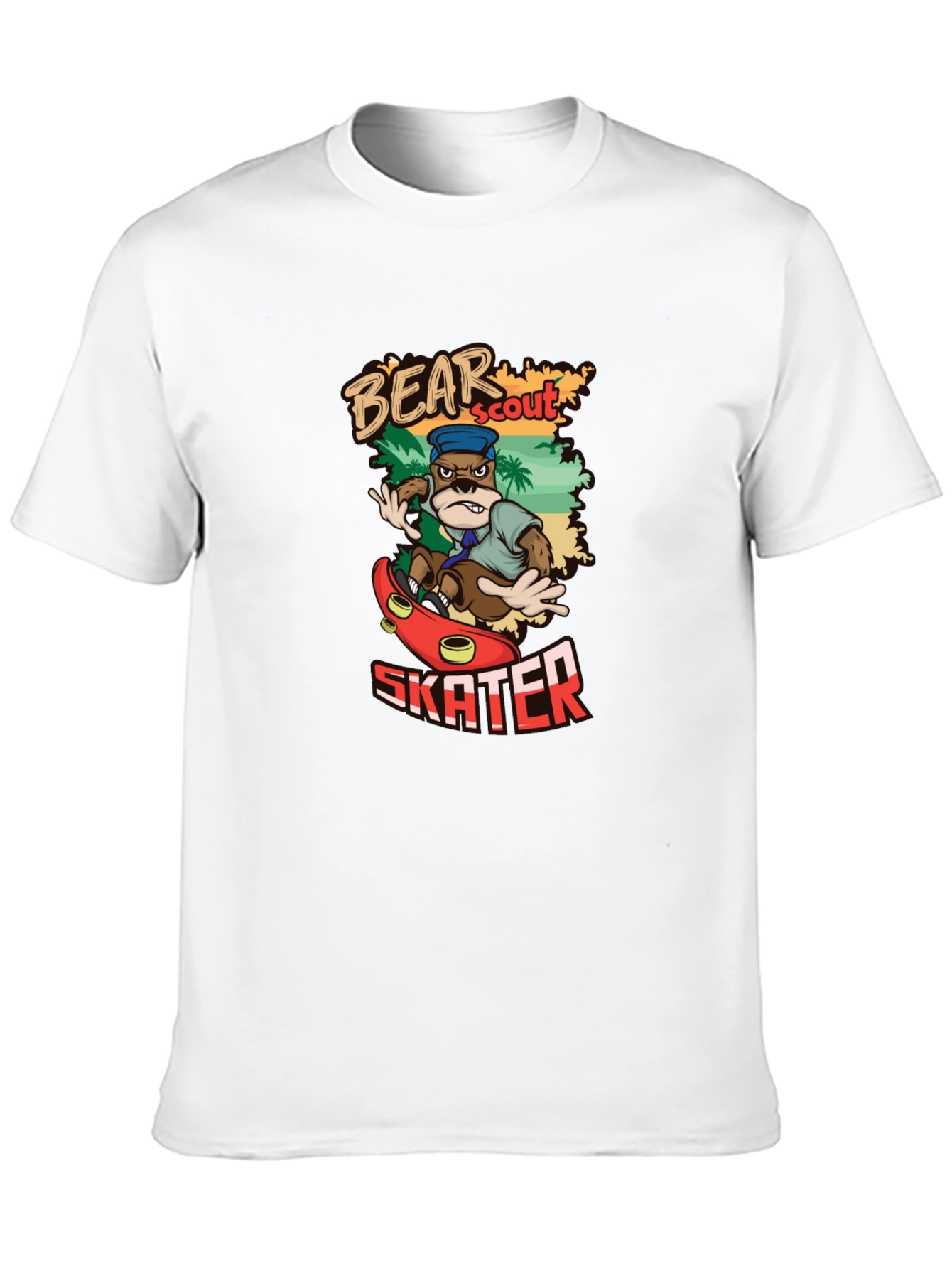 Bear Scout Skater T-Shirt Cartoon Graphic Tee