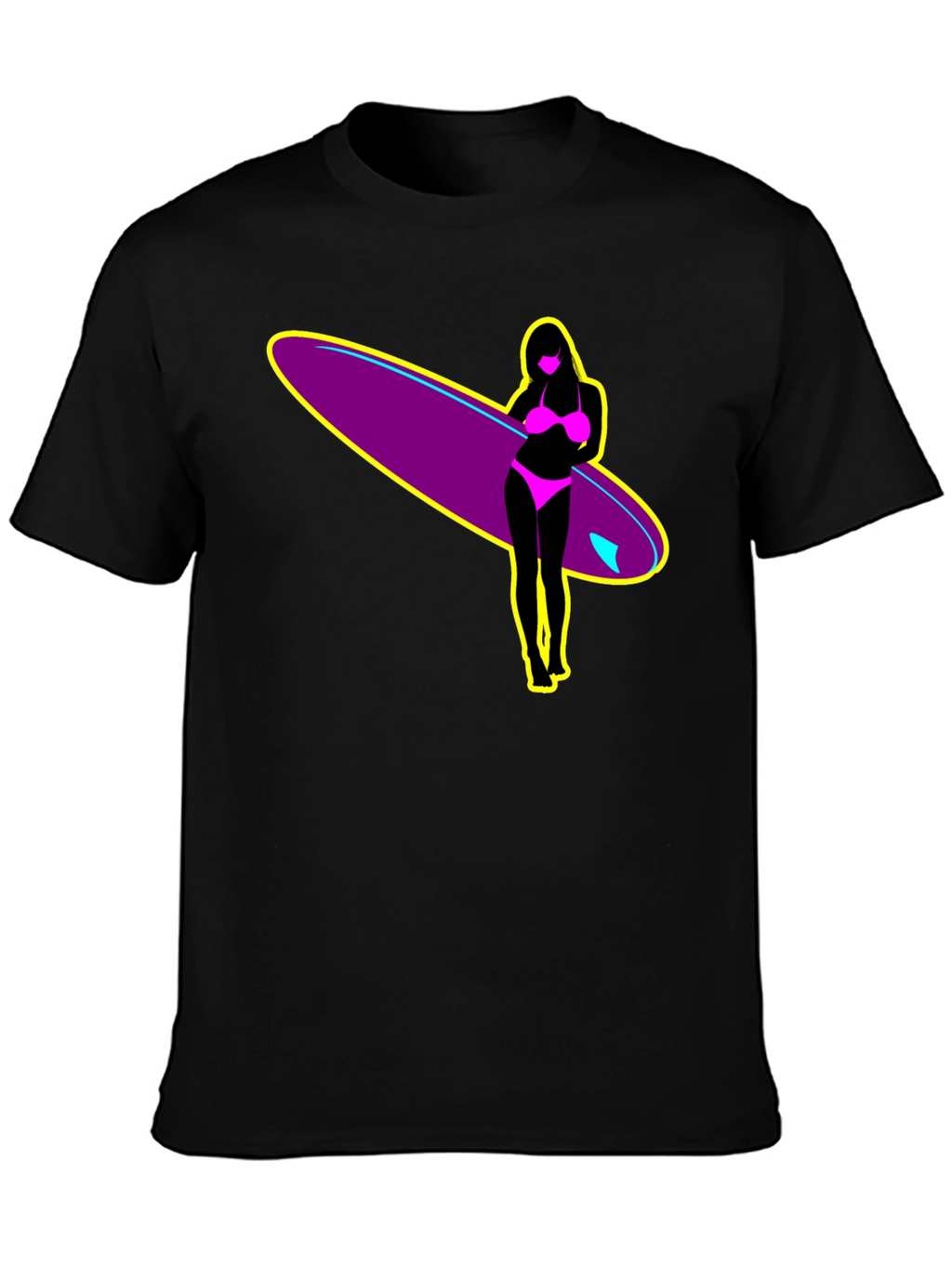 Surf Girl Graphic T-Shirt - Black Cotton Tee
