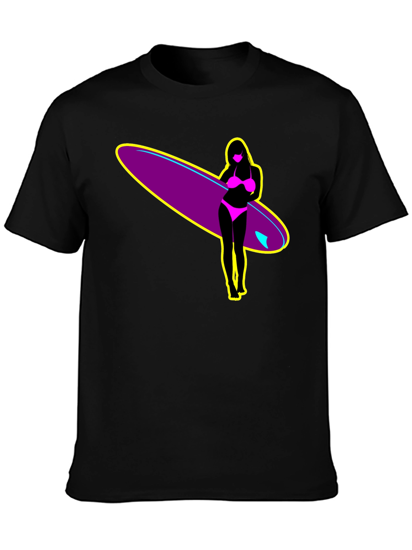 Surf Girl Graphic T-Shirt - Black Cotton Tee