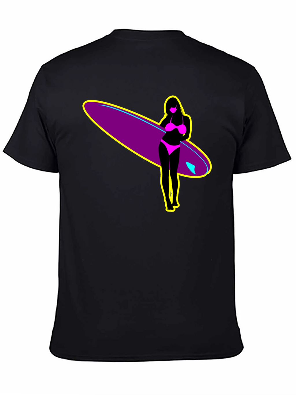 Surf Girl Graphic T-Shirt - Black Cotton Tee