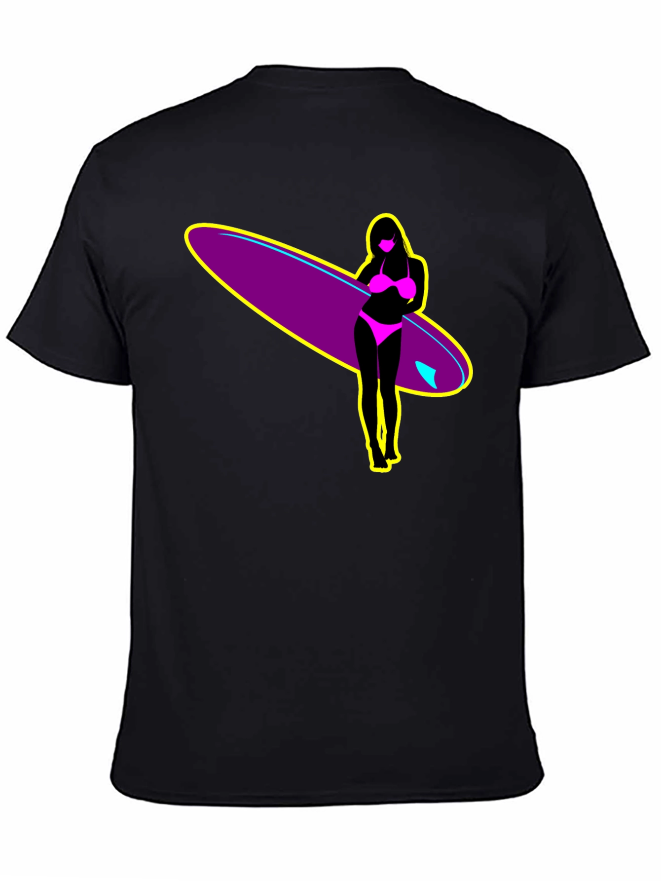 Surf Girl Graphic T-Shirt - Black Cotton Tee