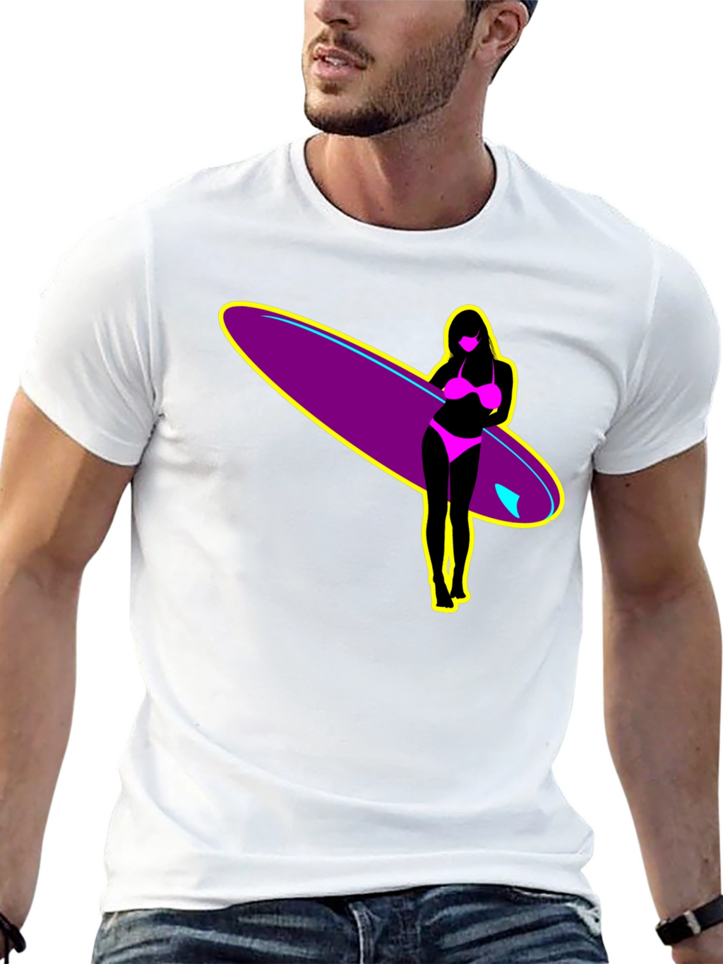 Surf Girl Graphic T-Shirt - Black Cotton Tee