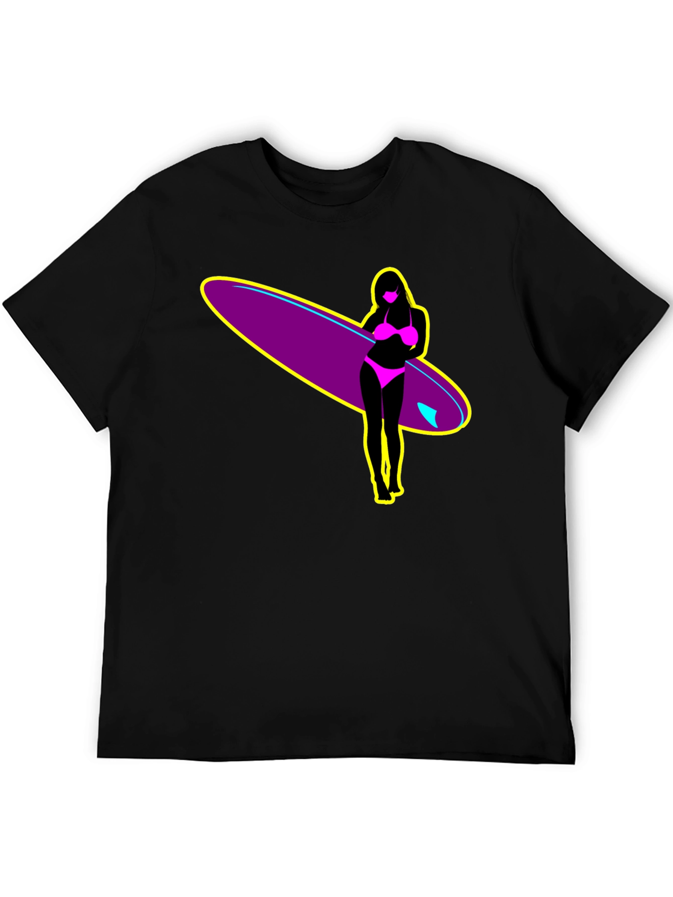 Surf Girl Graphic T-Shirt - Black Cotton Tee