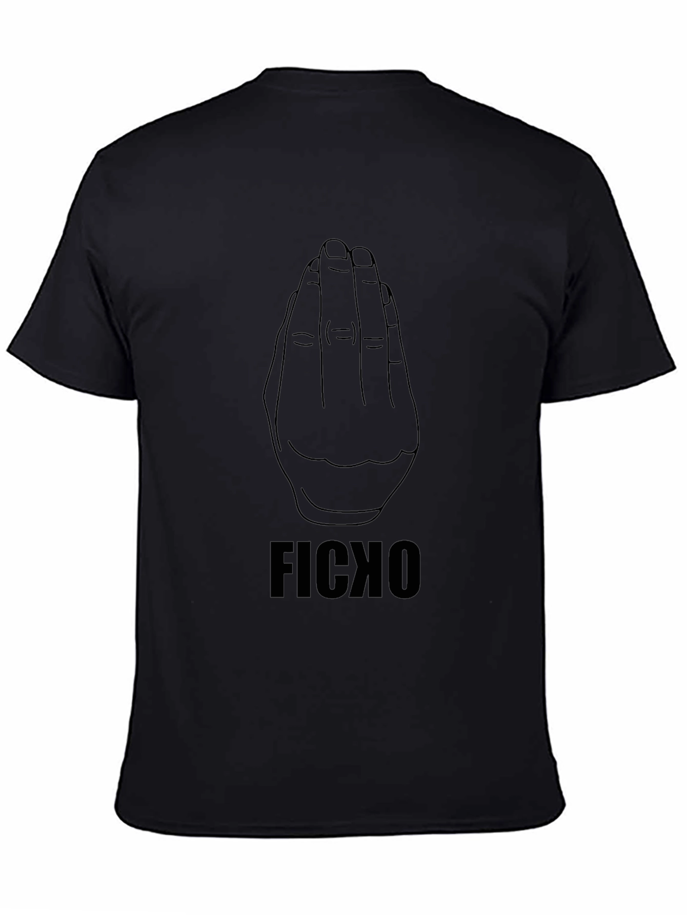 FICXO Hand Gesture Black T-Shirt