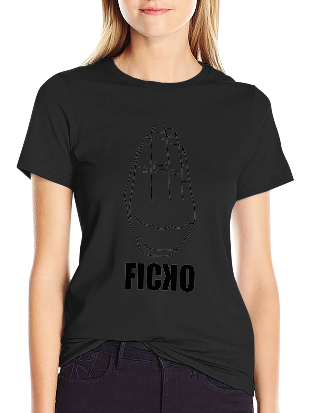 FICXO Hand Gesture Black T-Shirt