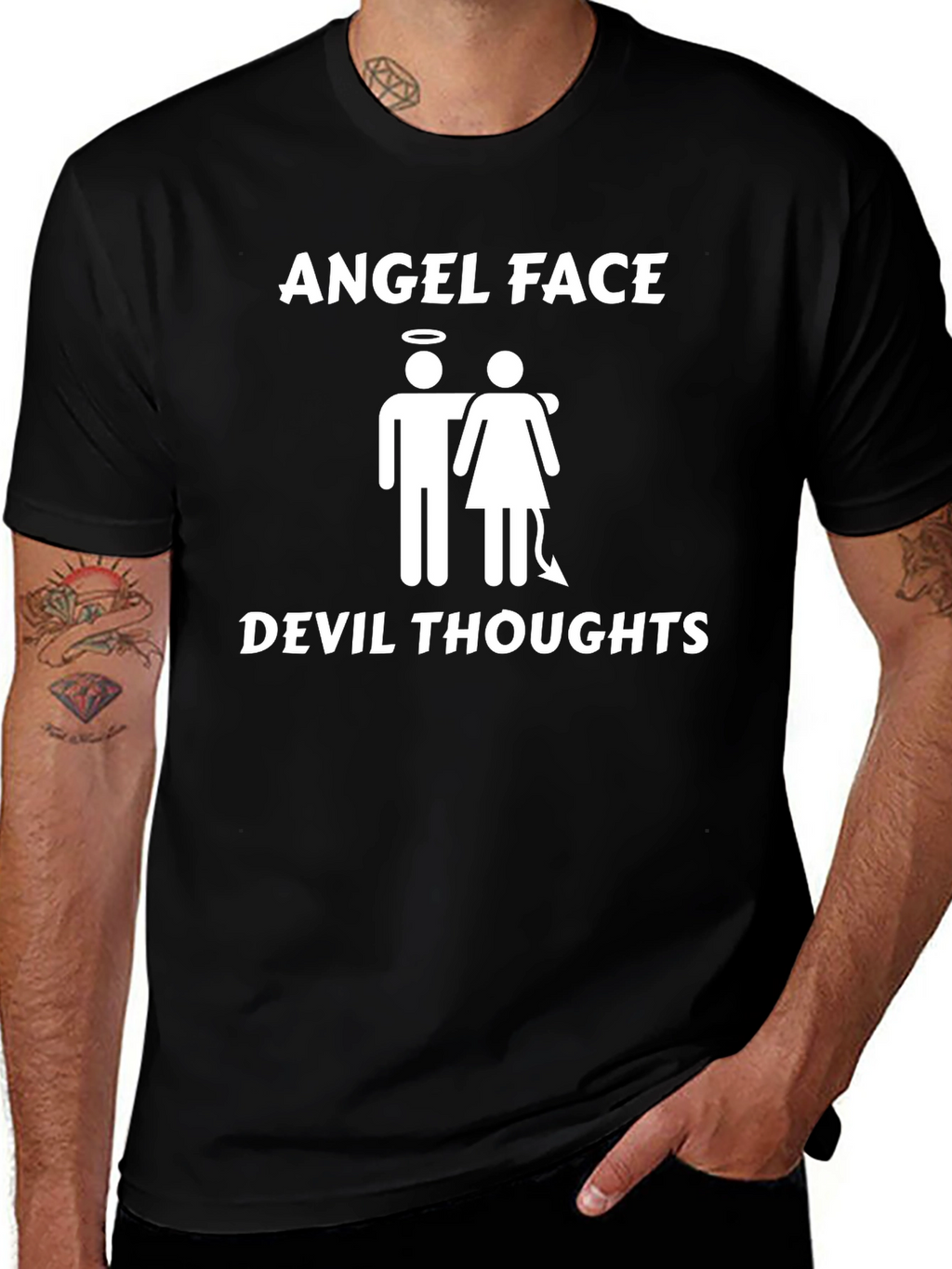 Angel Face Devil Thoughts Graphic T-Shirt