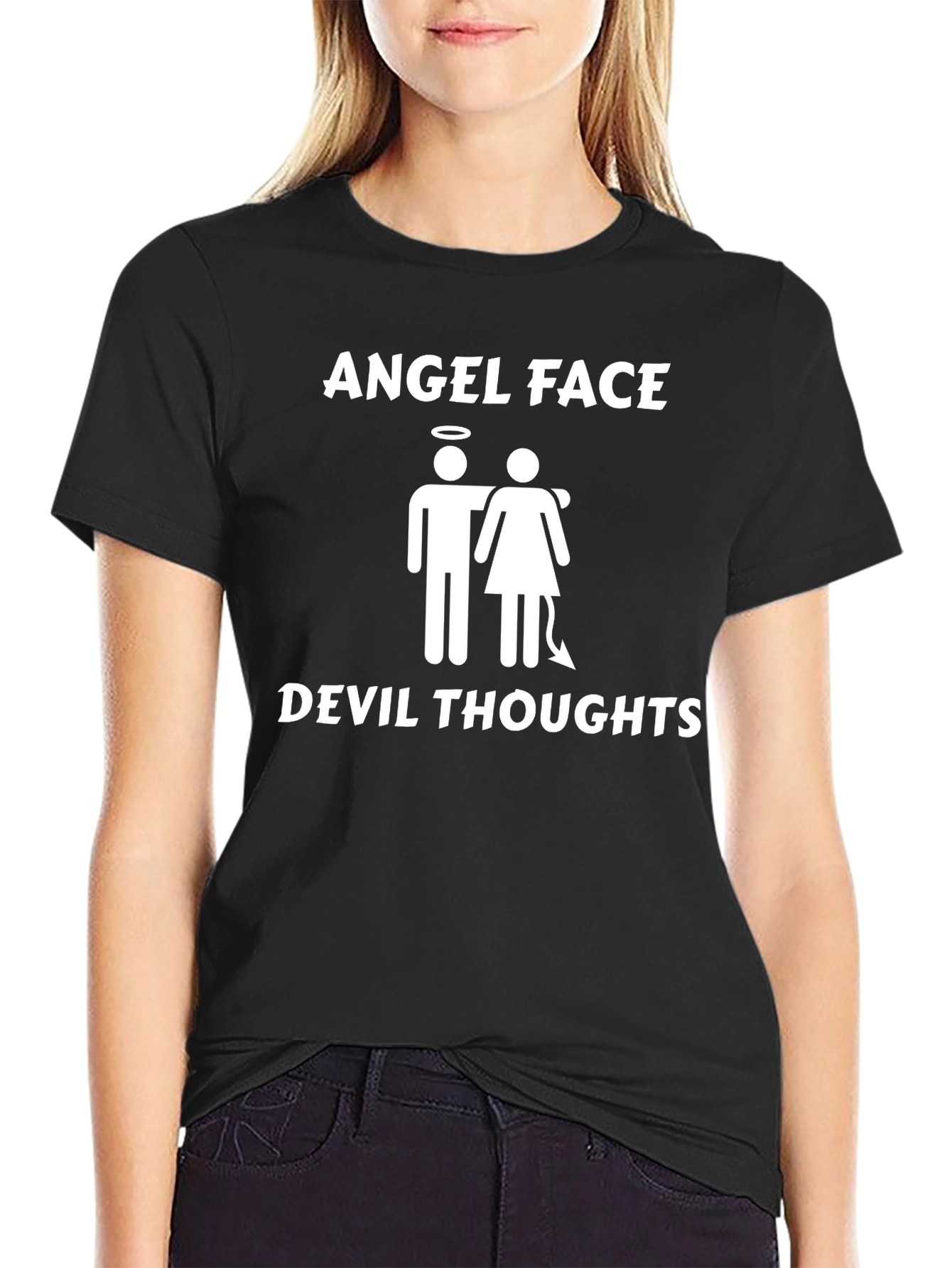 Angel Face Devil Thoughts Graphic T-Shirt