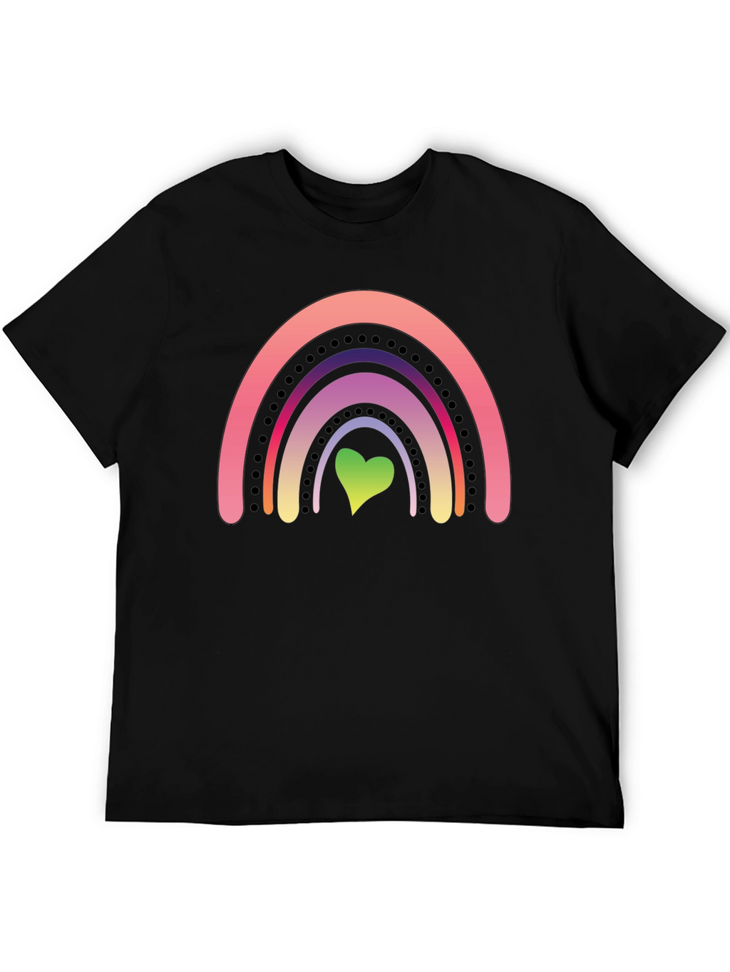 Rainbow Heart Graphic Tee - Black Casual Shirt