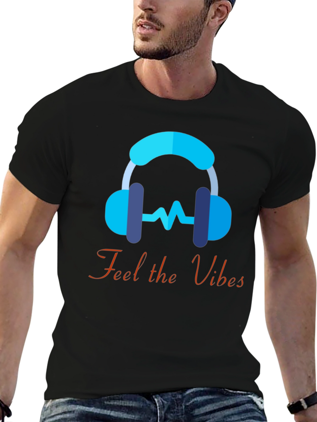 Feel the Vibes Graphic Tee - Music Lover T-Shirt