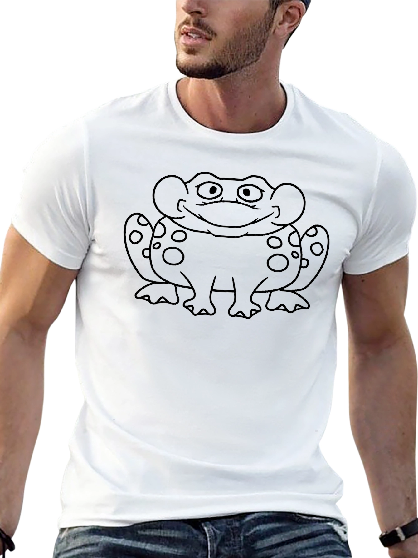 Whimsical Frog Graphic Tee - Black Cotton Shirt