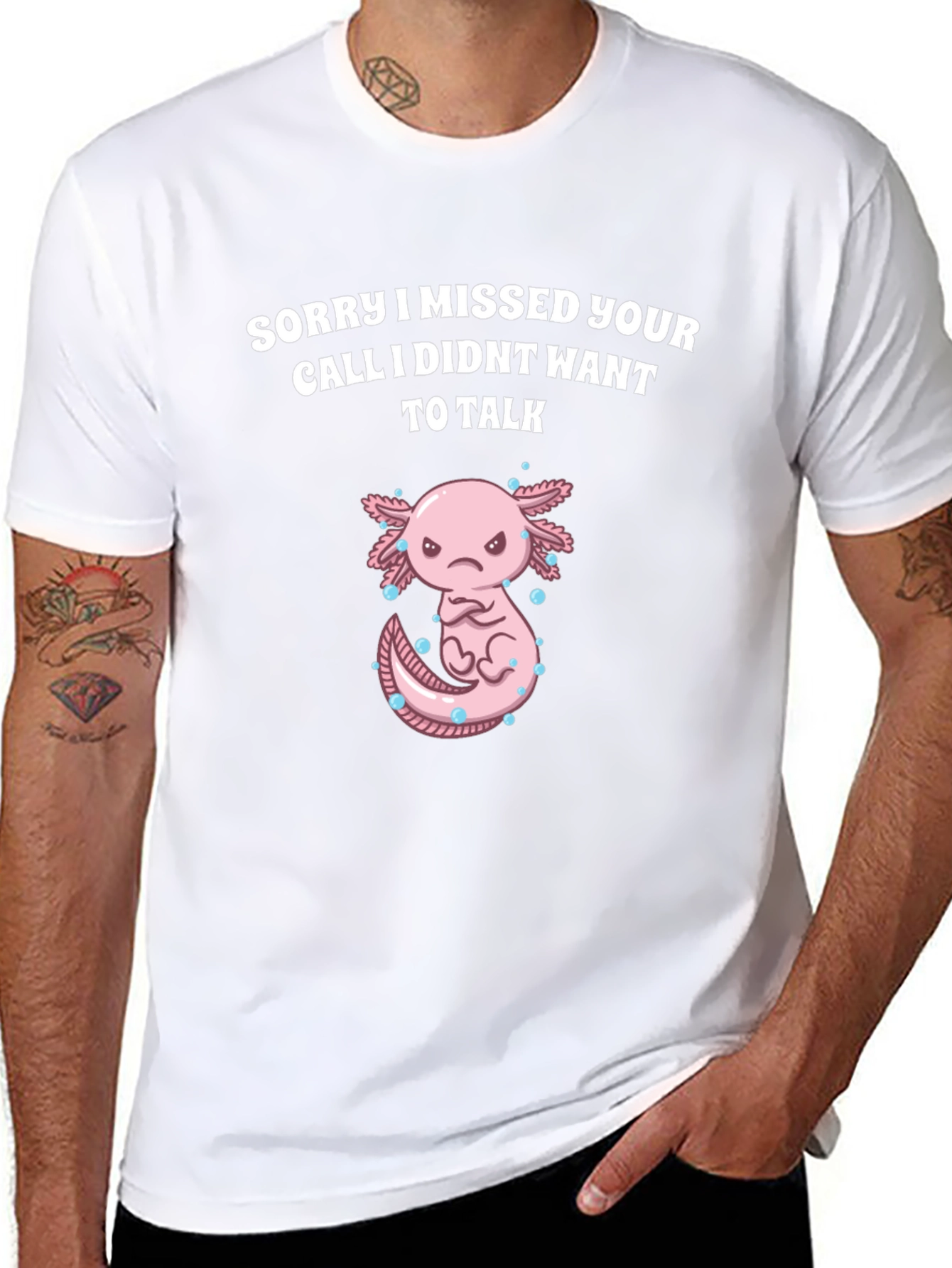 Sorry I Missed Your Call Axolotl Graphic T-Shirt