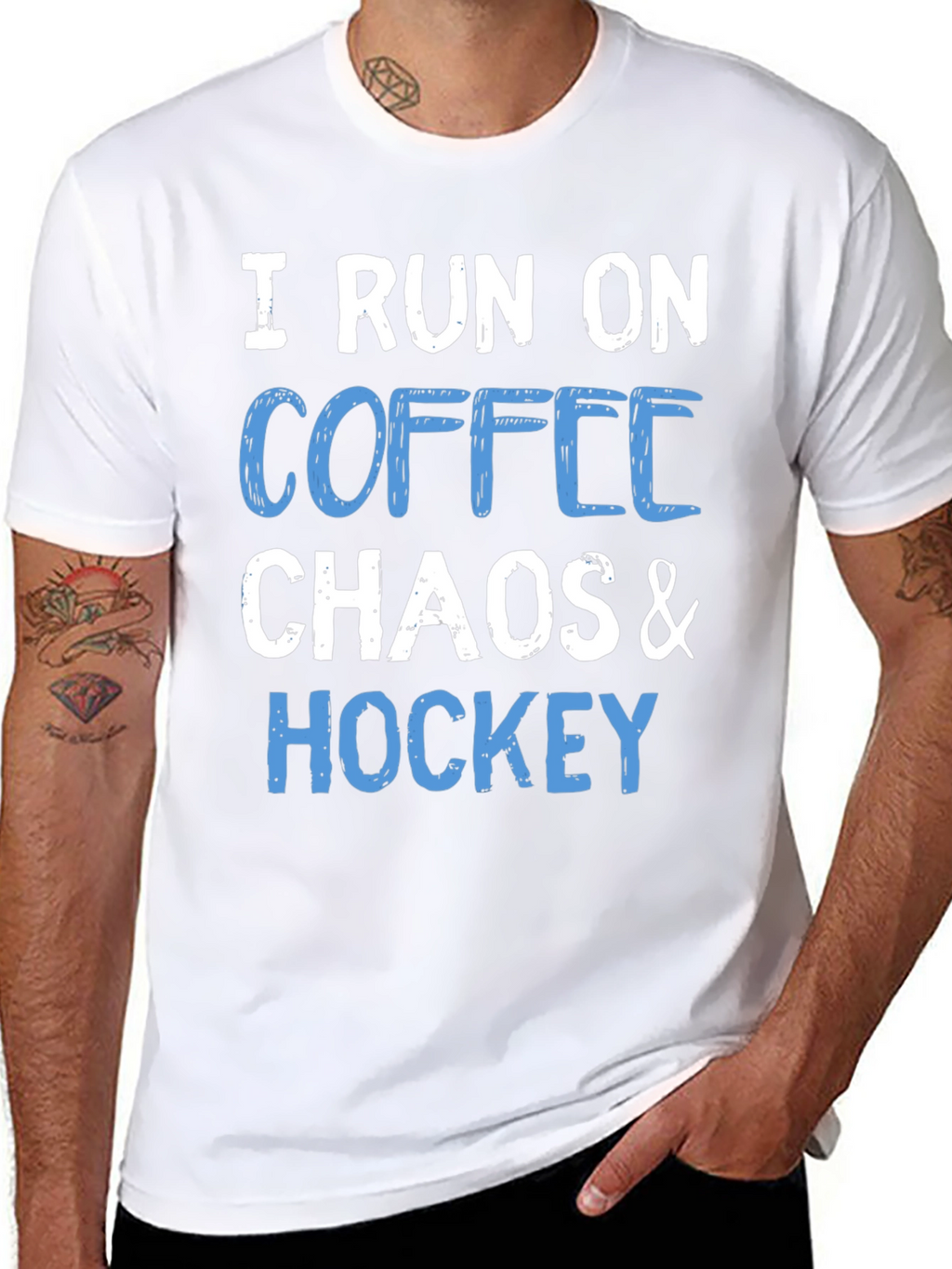 I Run on Coffee Chaos & Hockey T-Shirt