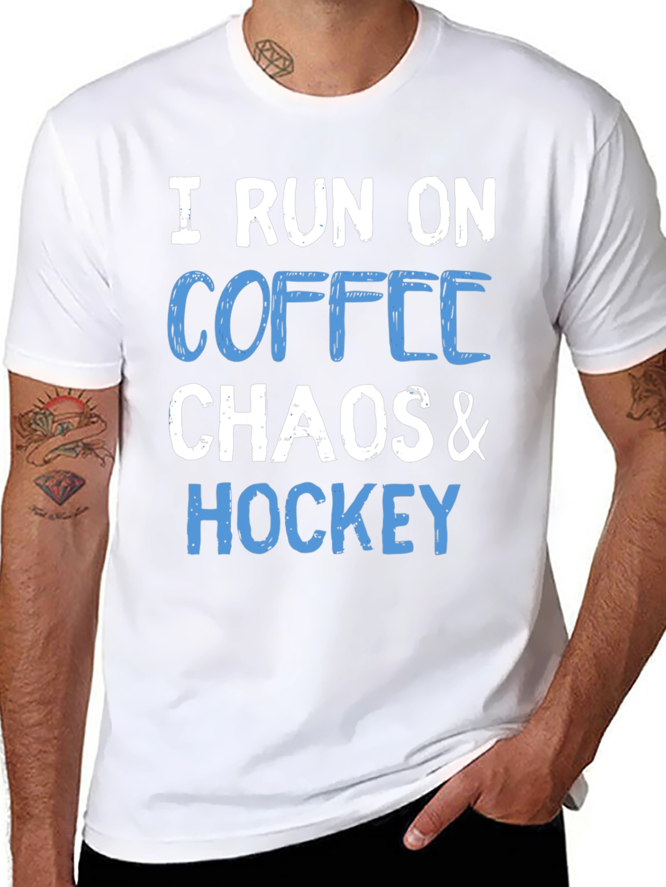 I Run on Coffee Chaos & Hockey T-Shirt