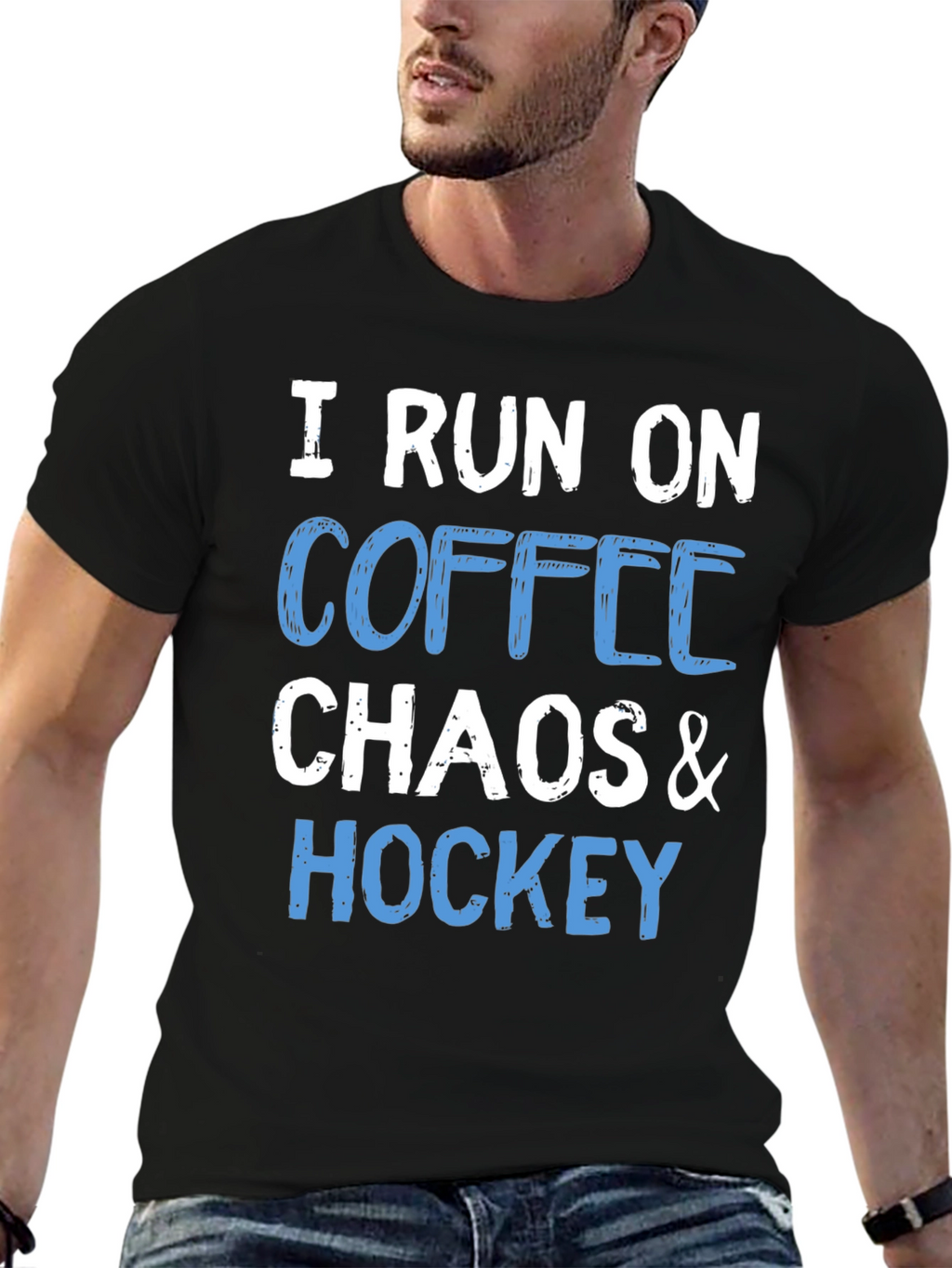 I Run on Coffee Chaos & Hockey T-Shirt
