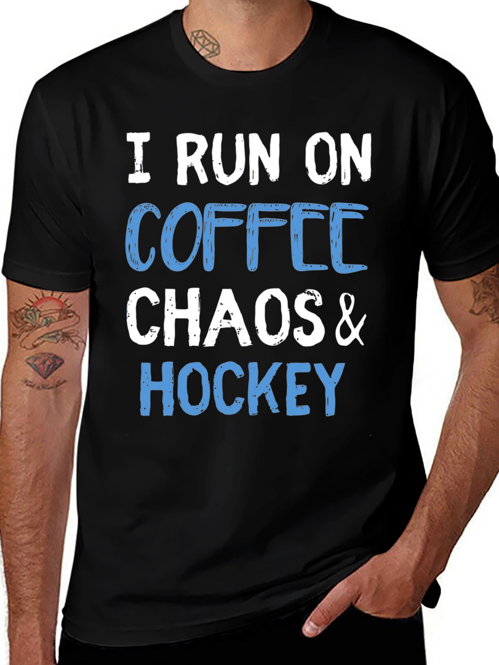 I Run on Coffee Chaos & Hockey T-Shirt