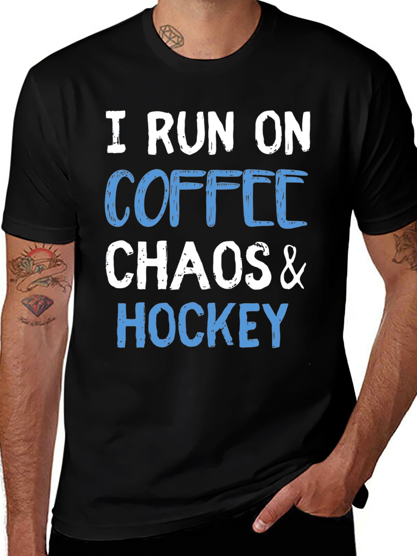 I Run on Coffee Chaos & Hockey T-Shirt