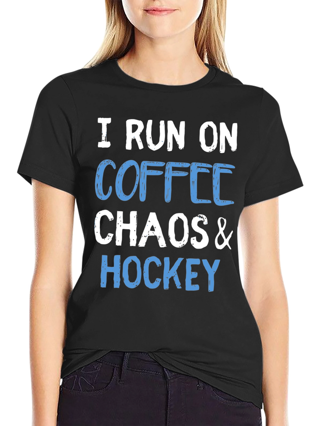 I Run on Coffee Chaos & Hockey T-Shirt