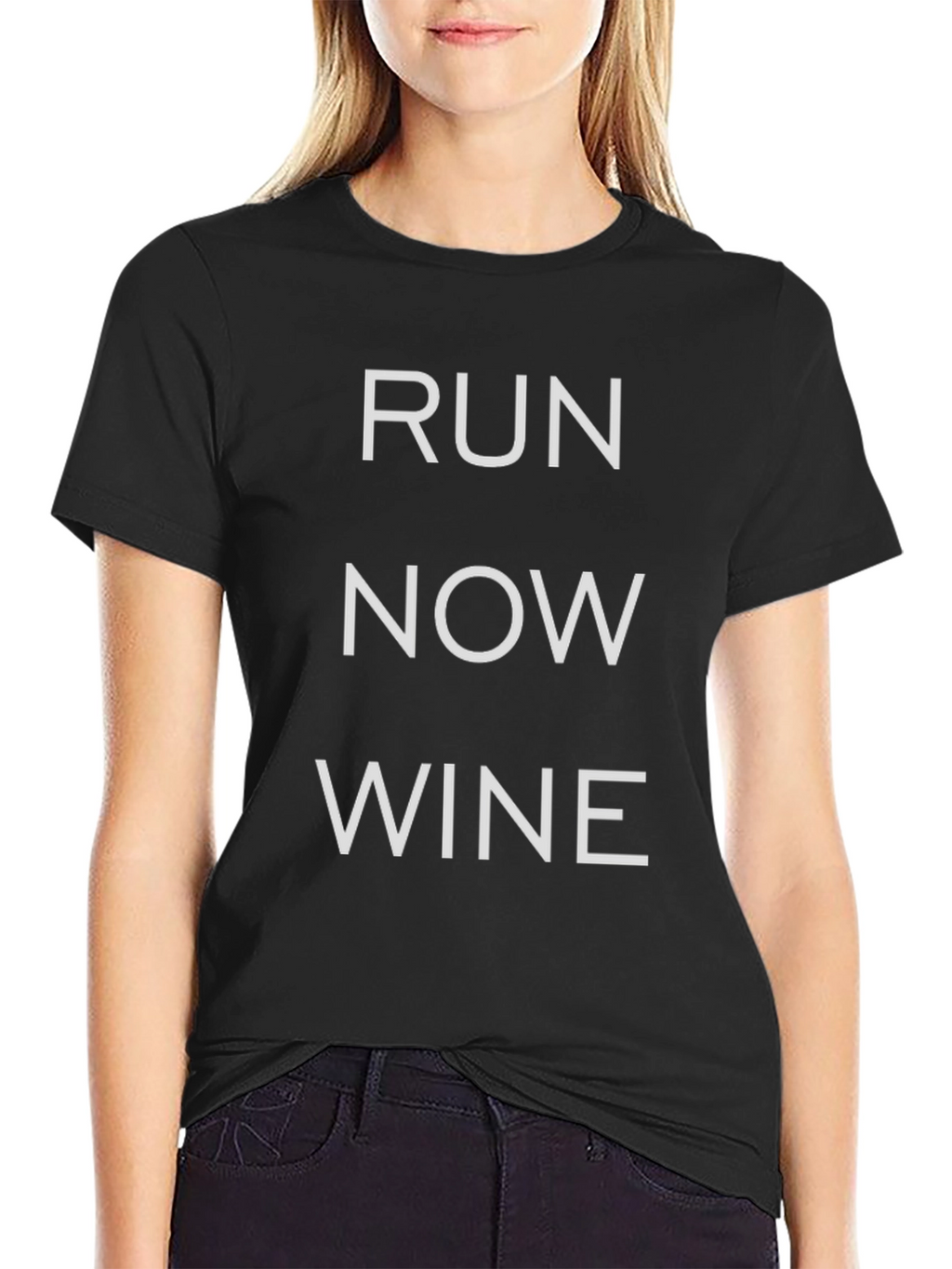 Run Now Wine Later Black T-Shirt