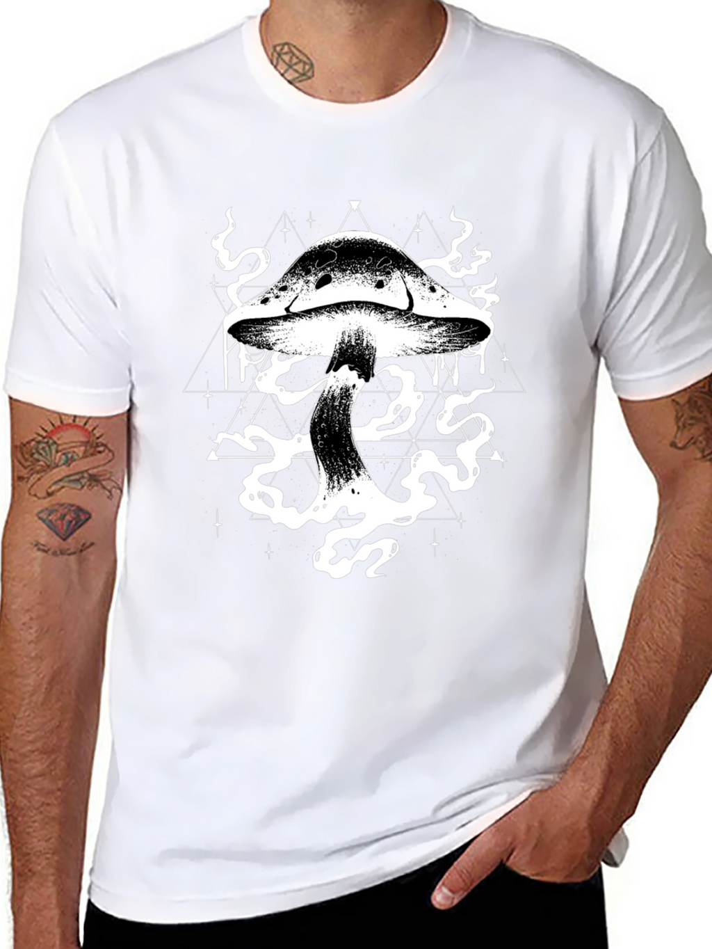 Mystic Mushroom Graphic Tee - Black Cotton T-Shirt