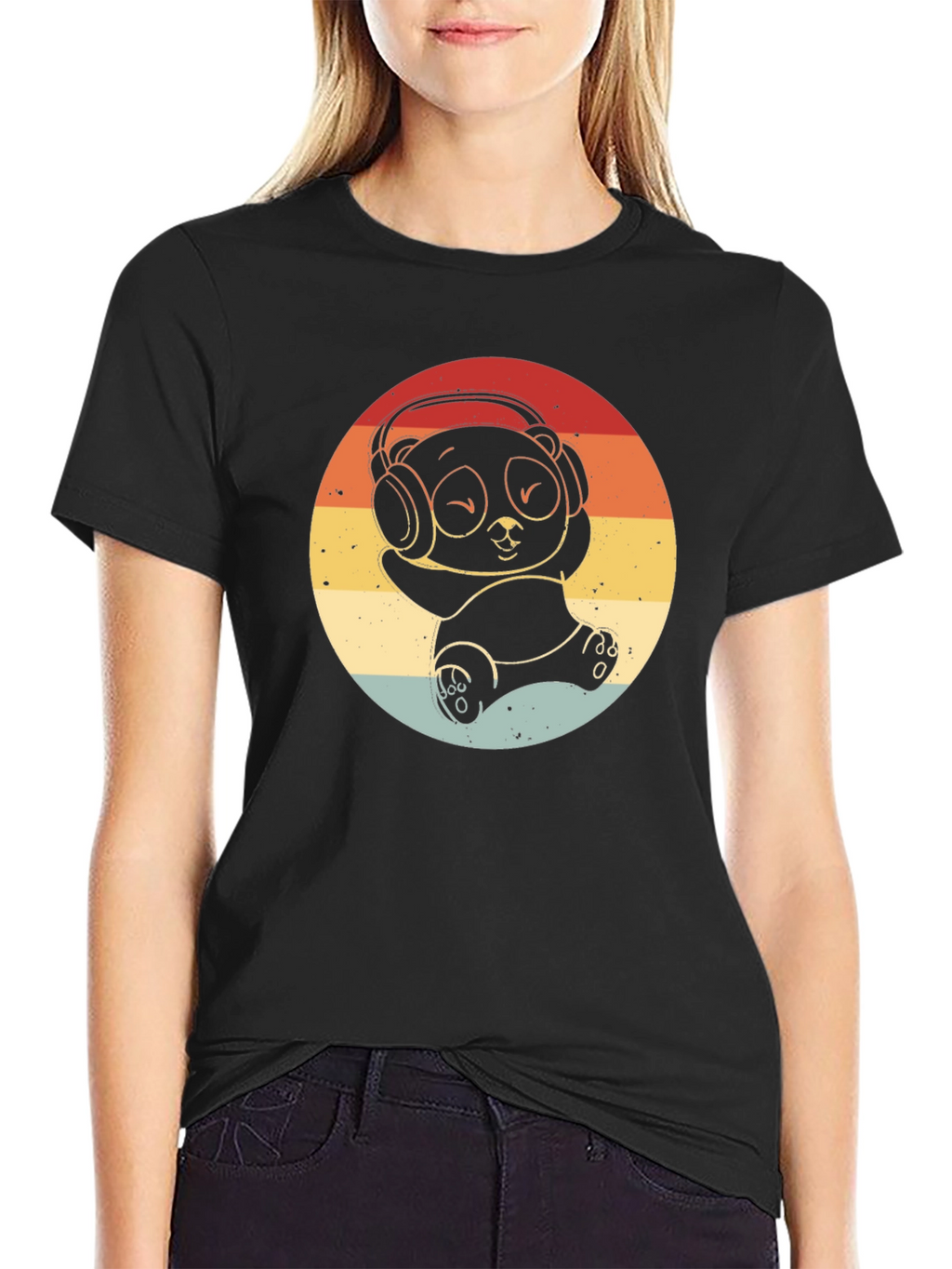 Retro Panda Headphones Graphic T-Shirt
