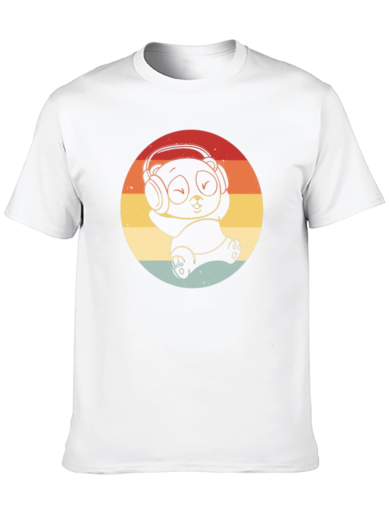 Retro Panda Headphones Graphic T-Shirt