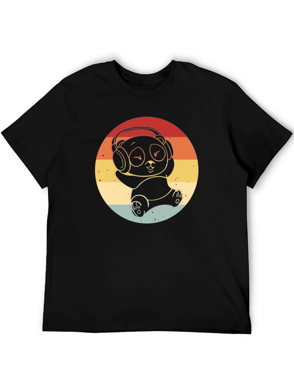Retro Panda Headphones Graphic T-Shirt
