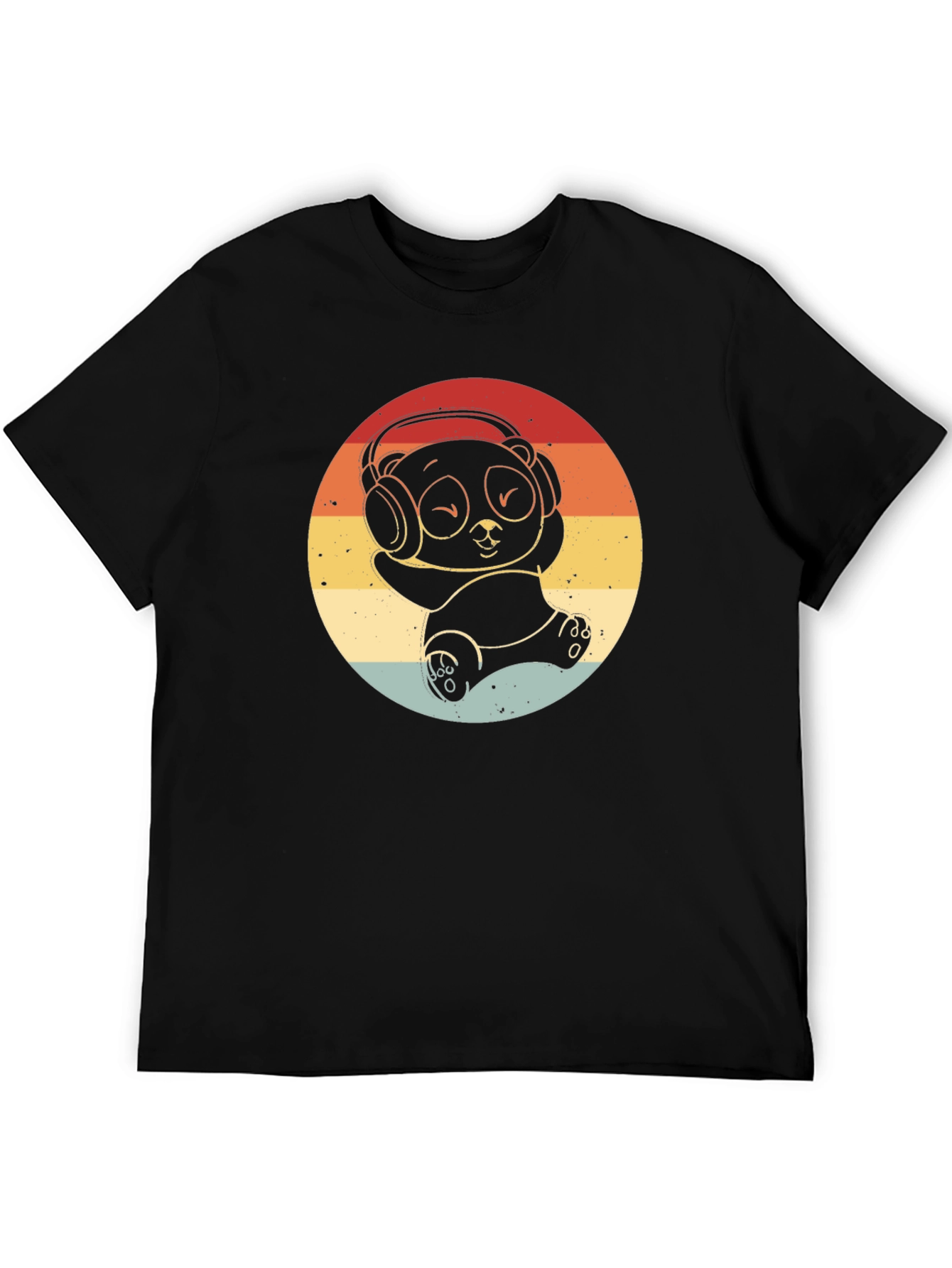 Retro Panda Headphones Graphic T-Shirt