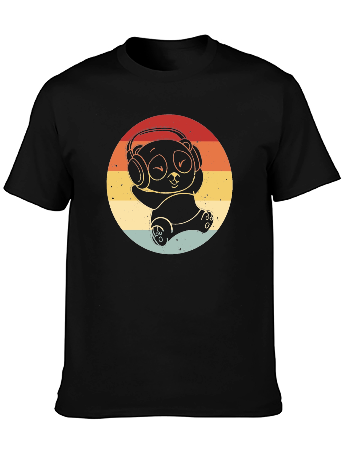 Retro Panda Headphones Graphic T-Shirt