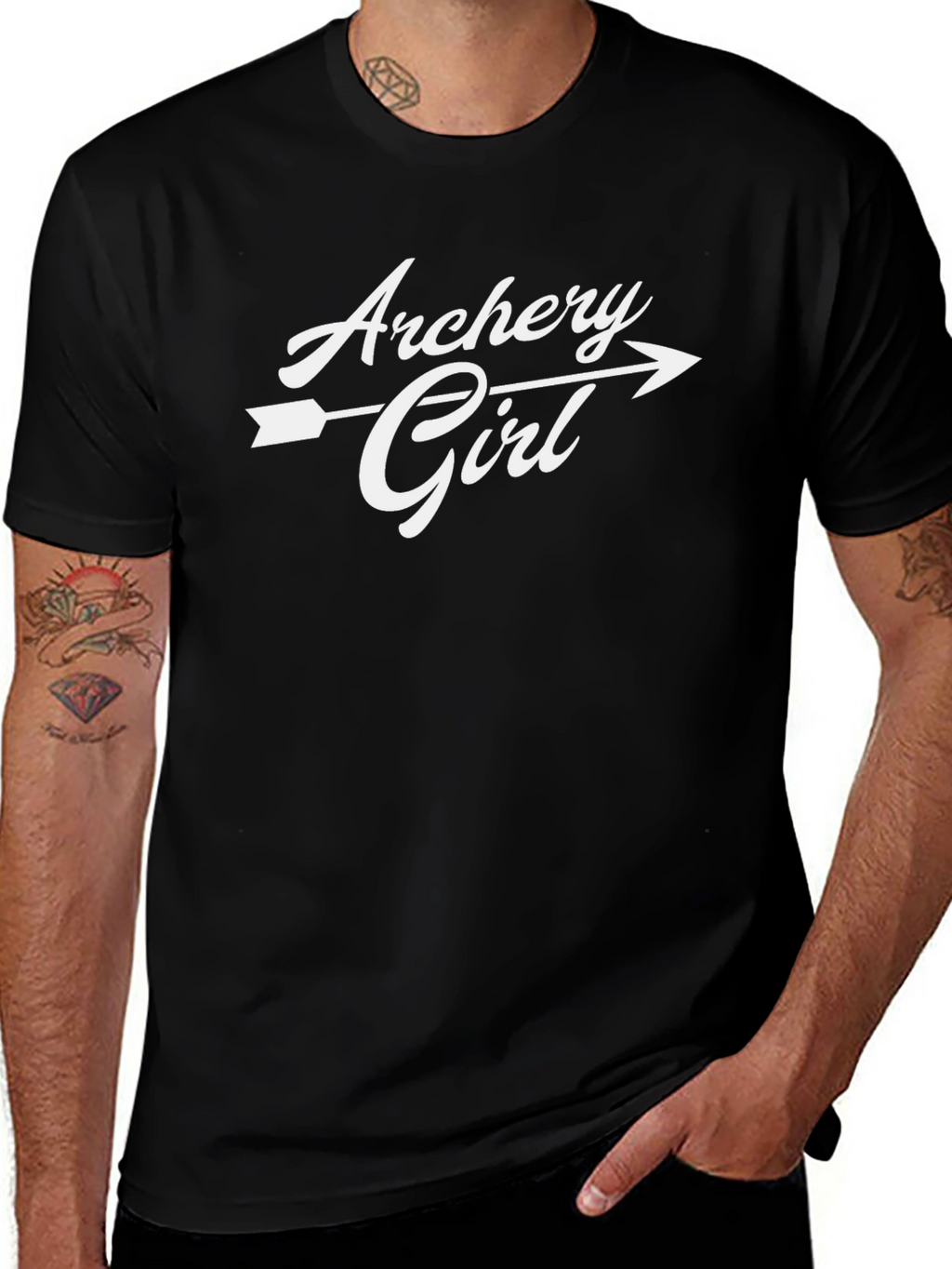 Archery Girl T-Shirt - Black Casual Graphic Tee